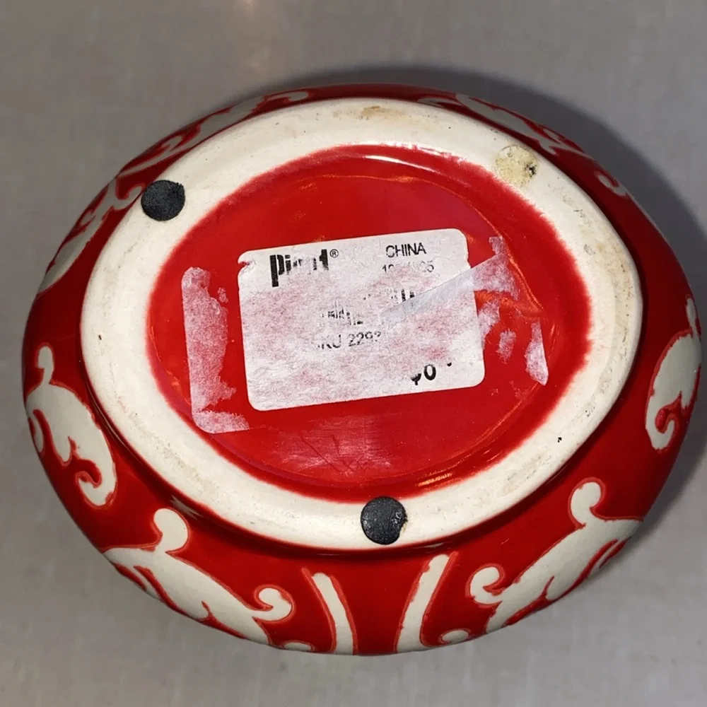 Pier 1 Imports Oriental Boho style Bud‎ Vase red black white